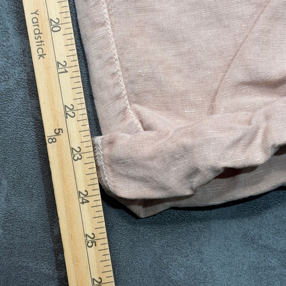 Sundance Linen Cotton Pants Womens 8 Pink Lace Trim Cropped Tapered Boho Patch - Picture 8 of 9